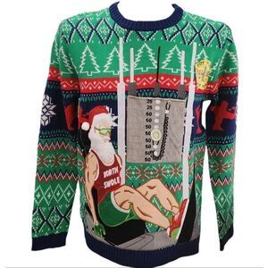Blizzard Bay Mens Ugly Christmas Sweater North Swole Bodybuilder Drink Pocket M
